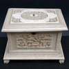 A2506 Carved ivory casket with hinged cover mid 19th century