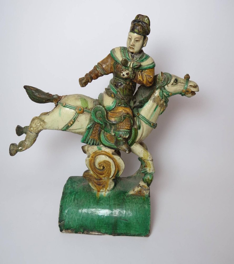 AA26 Ming tile figure of a horseman 17th century or earlier