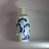 AA32 An underglaze-blue and copper-red celadon-ground rouleau vase Kangxi