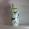 AA32 An underglaze-blue and copper-red celadon-ground rouleau vase Kangxi