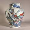 AA51 A CHINESE WUCAI BALUSTER VASE AND COVER, Shunzhi, c. 1644-1661