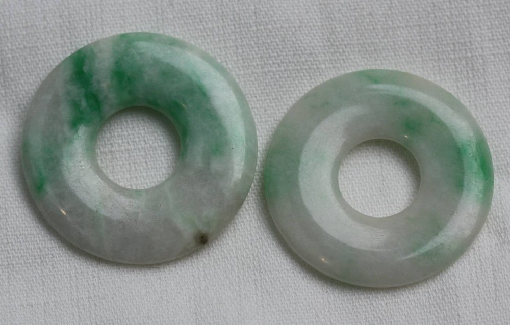 C143 Pair of Chinese jadeite bi discs