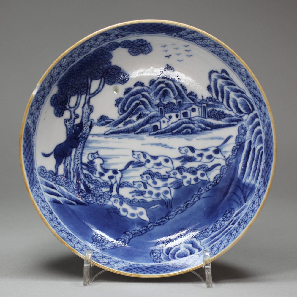 F362 Very rare Chinese export blue and white saucer, c.1770