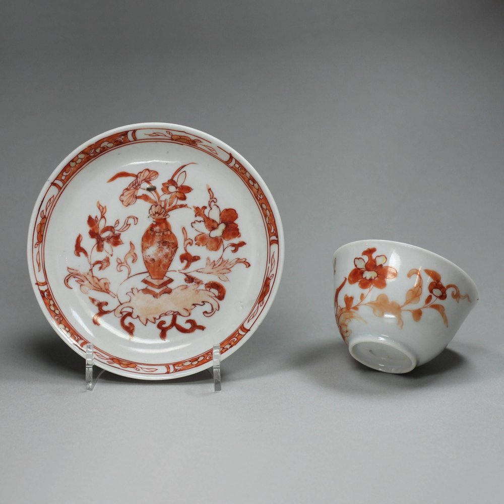 H190 Rouge-de-fer teabowl &amp; saucer, Kangxi(1622-1722)