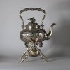 W766 A Fine Chinese Export Silver Tea Kettle and Burner and Stand