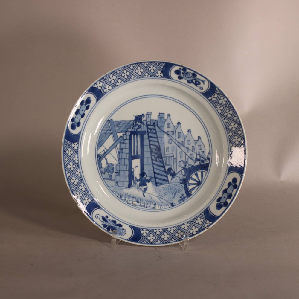 W900 Chinese blue and white ‘Riot of Rotterdam’ plate, Kangxi (1662-1722)