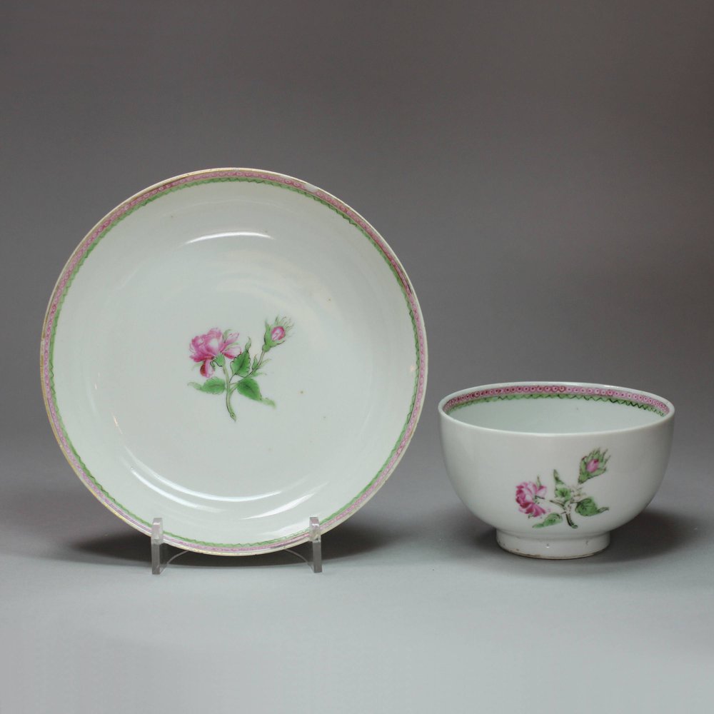 J547 Famille rose teacup and saucer, Qianlong (1734-95)