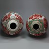 JB32 Near pair of famille-verte ovoid jars, Kangxi (1662-1722)