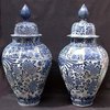 K485 Superb pair of Japanese Arita blue and white vases and covers