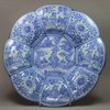 K861 German faience blue and white lobed dish c.1700