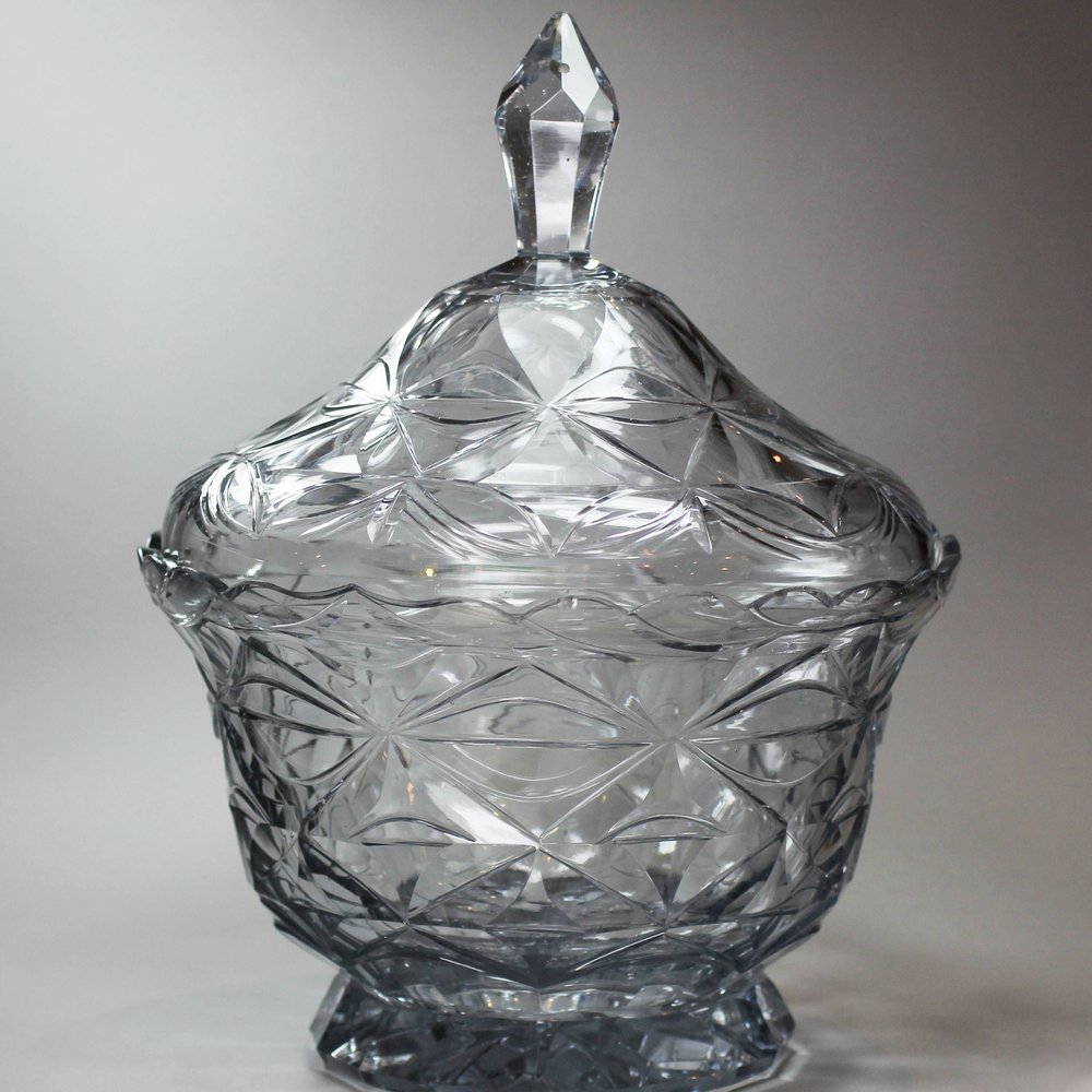 L897 Irish glass bowl and cover, 18th century, height 26.8cm. 10