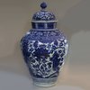 MU805 Large Japanese blue and white Arita octagonal vase and cover