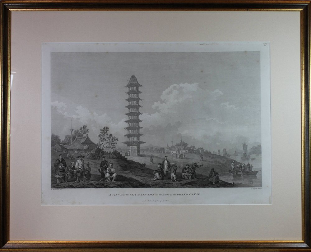 N143 Engraving of  'A view near the city of Lin-Tsin on the banks