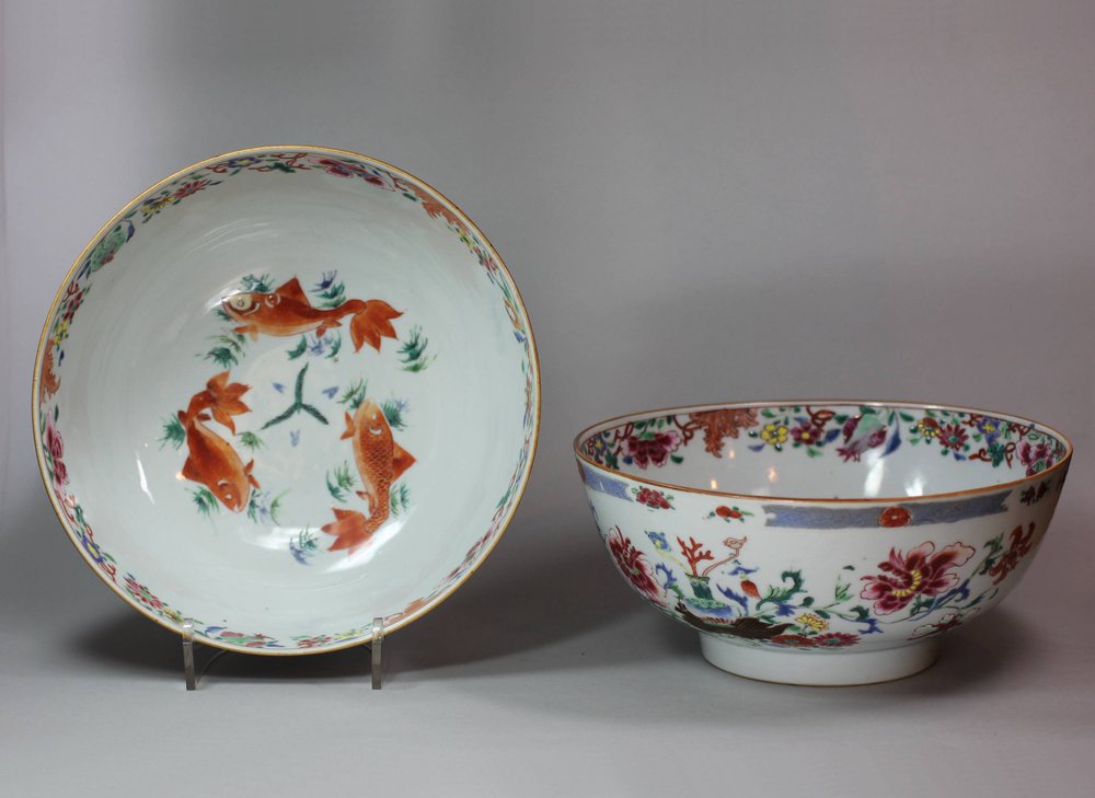 P159 Pair of famille rose fish bowls, Qianlong (1736-95)