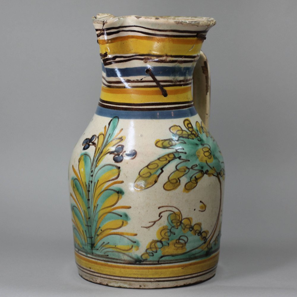 P682 Spanish tin-glazed earthenware jug, Puento del Arzobispo