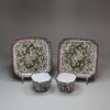 P746 Pair of Chinese Canton enamel cups and saucers, 18th century