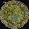 P933 Rare Italian large Castelli dish decorated with Moses striking