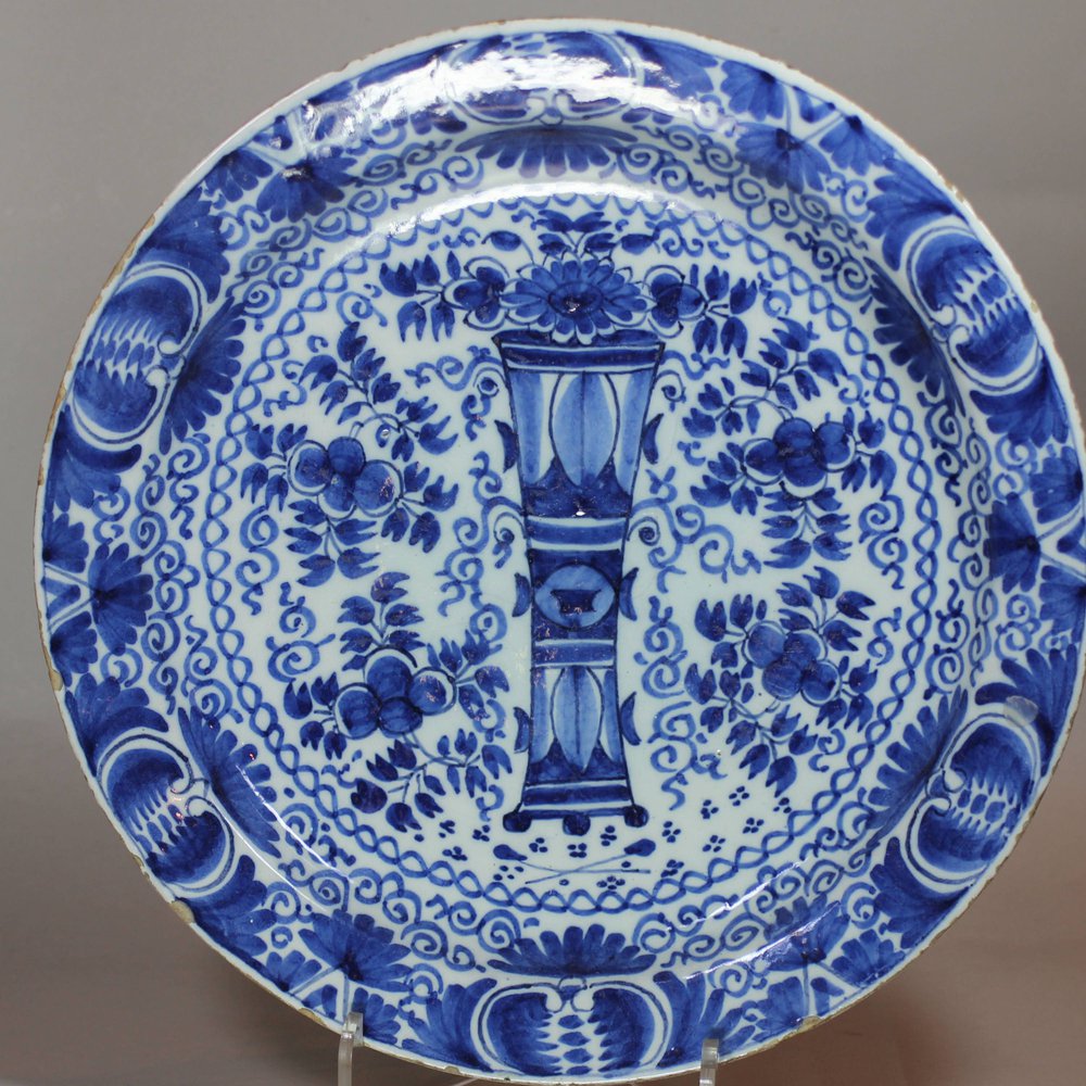 Q156 Dutch Delft blue and white plate, 18th century