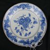 Q308 Northern European large blue and white tin glazed dish with a
