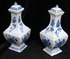Q340 Pair of Chinese blue and white square sectioned baluster vases