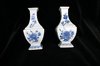 Q340 Pair of Chinese blue and white square sectioned baluster vases