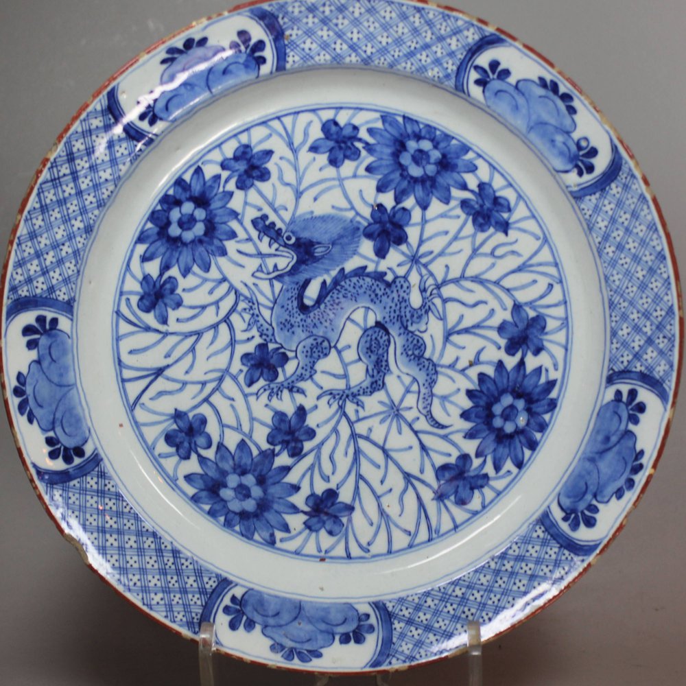 Q352 Dutch Delft blue and white dish, early 18th century