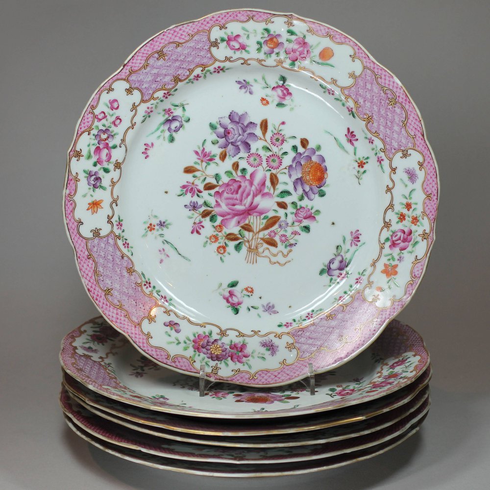 Q663 Set of 6 famille rose plates, Qianlong (1736-95)