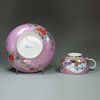 U134 Meissen purple-ground teacup and saucer, c. 1735-40