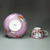 U137 Meissen purple-ground teacup and saucer, c. 1735-40