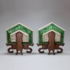 U183 Pair of famille verte biscuit hors d'oeuvre dishes