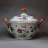 U189 Large famille rose soup tureen, cover and underdish