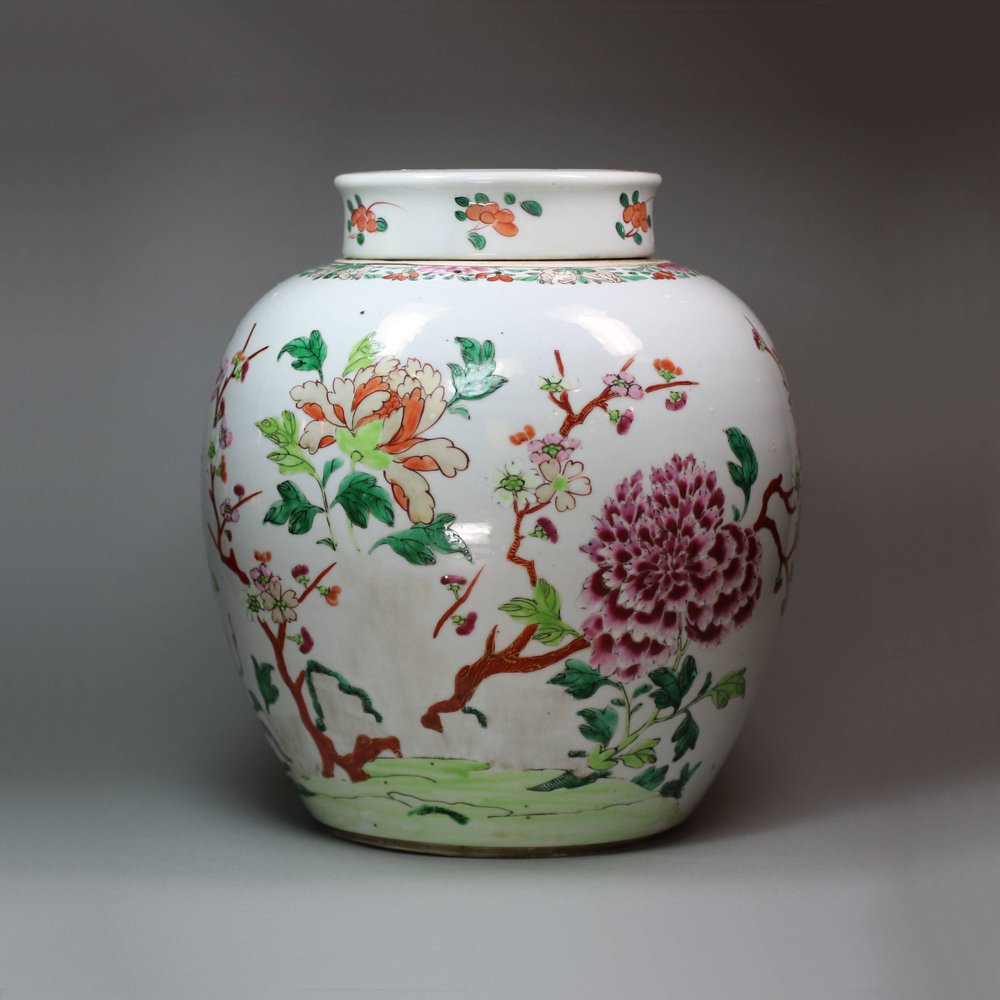 U191 Famille rose ginger jar and cover, Qianlong (1736-95)