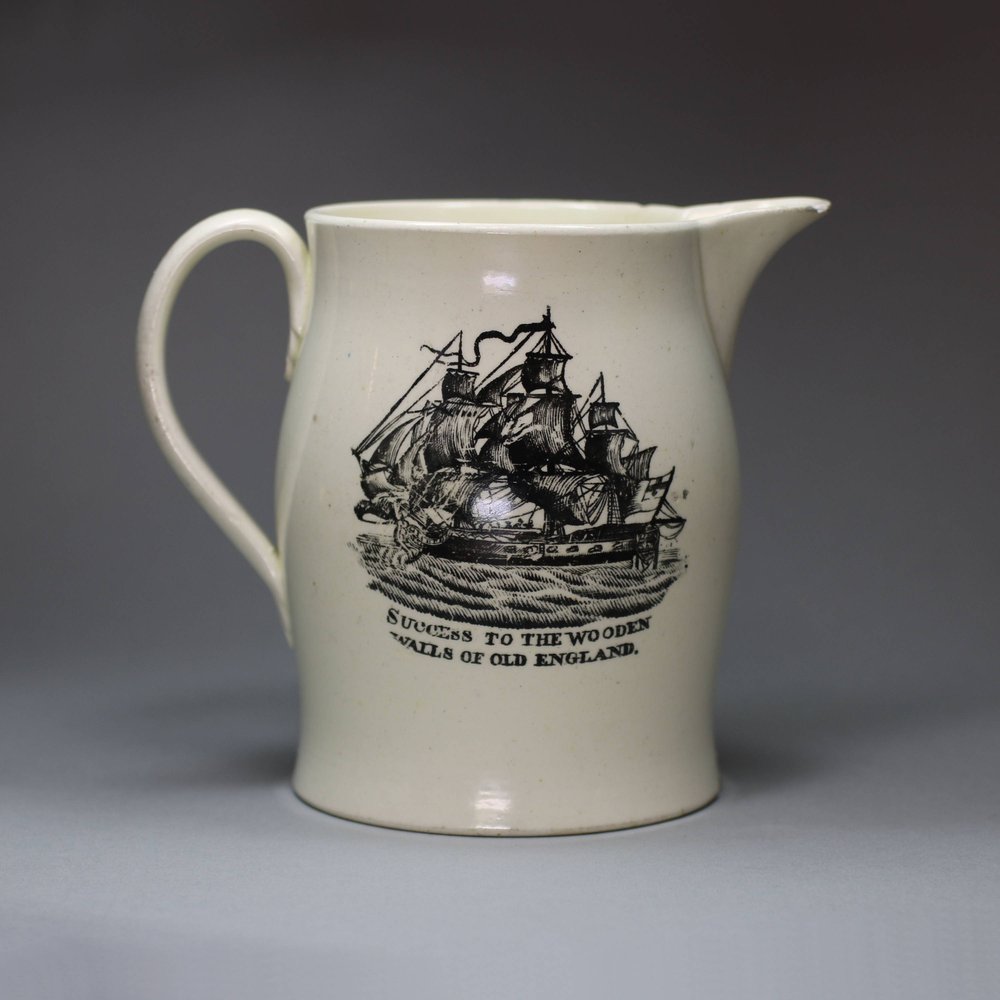 U232A Small Creamware transfer-printed 'nautical' jug