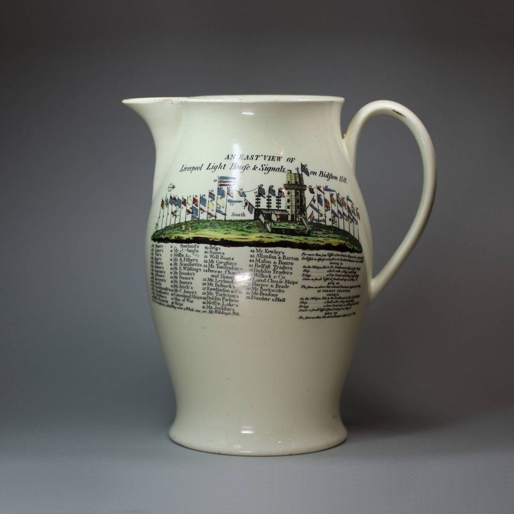 U233 Rare English Creamware transfer-printed 'Bidston Hill' jug