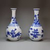 U240 Matched pair of Chinese blue and white bottle vases