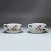 U257 Pair of Chinese miniature famille rose sauce-boats and stands