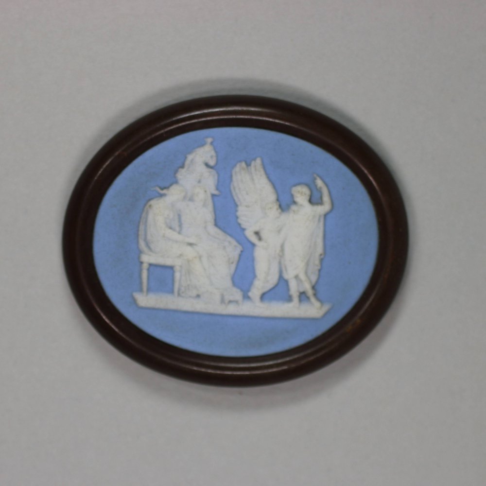 U417A Wedgwood blue jasperware oval medallion, 19th Century