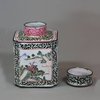 U440 Canton enamel square-section tea canister and cover