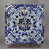 U447A Panel of four Dutch delft blue and white 'tulip' tiles