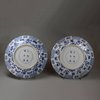 U451 Pair of Chinese blue and white moulded dishes