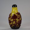 U639 Rare Chinese red-overlay yellow glass snuff bottle