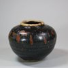 U669 Small Chinese 'cizhou' russet-splashed black-glazed jar