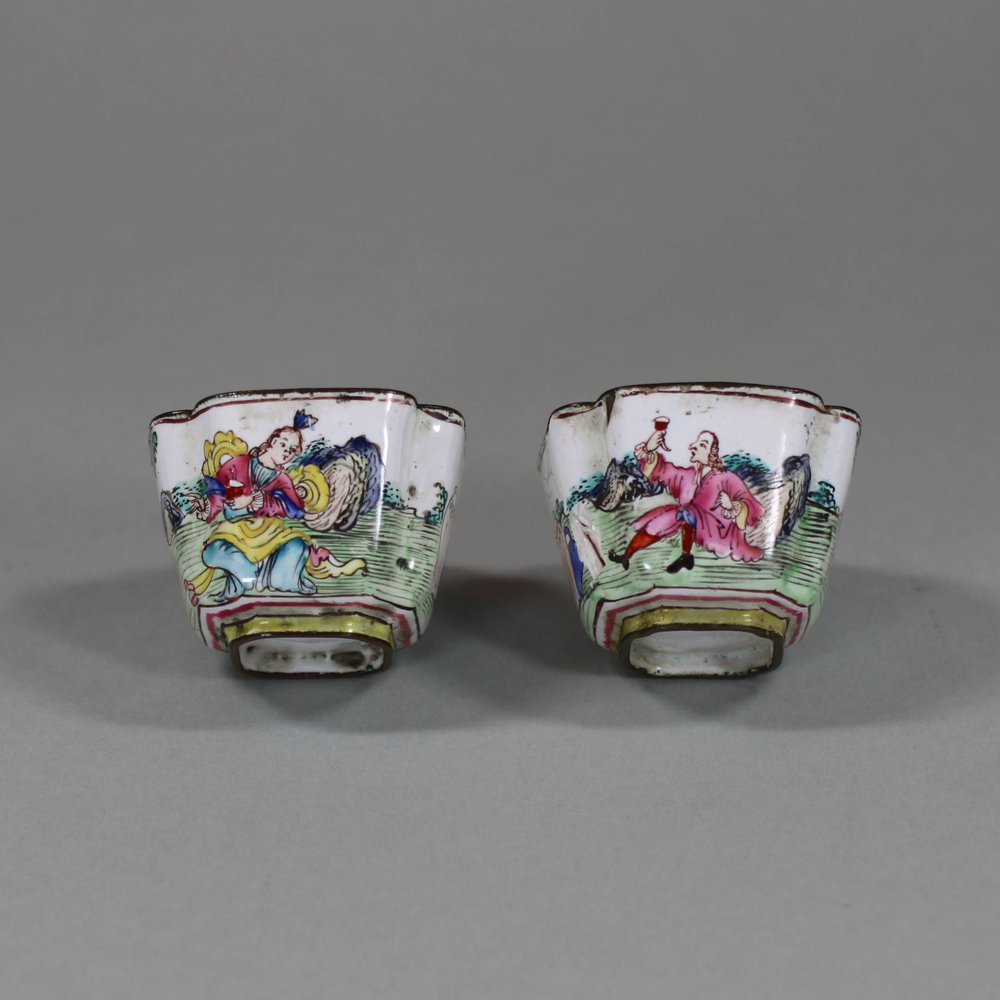 U673 Pair of Chinese Canton enamel cups, Qianlong (1736-95)