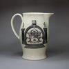 U72 English creamware transfer-printed Masonic jug, c.1800