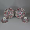 U765 Pair of famille rose teabowls and saucers