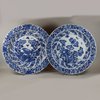 U816 Pair of Chinese blue and white lobed dishes