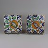 U831 Set of four Dutch Delft polychrome tiles, circa 1600-1630