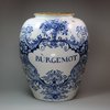 U84 Dutch Delft blue and white tobacco jar, 18th century