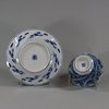 U866 Blue and white moulded teabowl and saucer