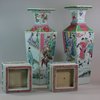 U987 Rare near pair of famille rose vases and stands